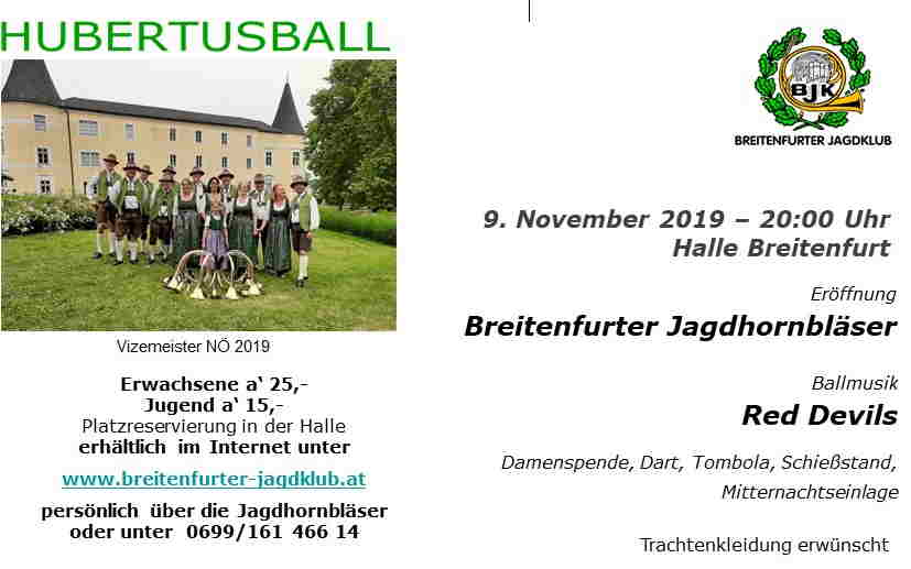 Einladung 2019 Hubertusball FB